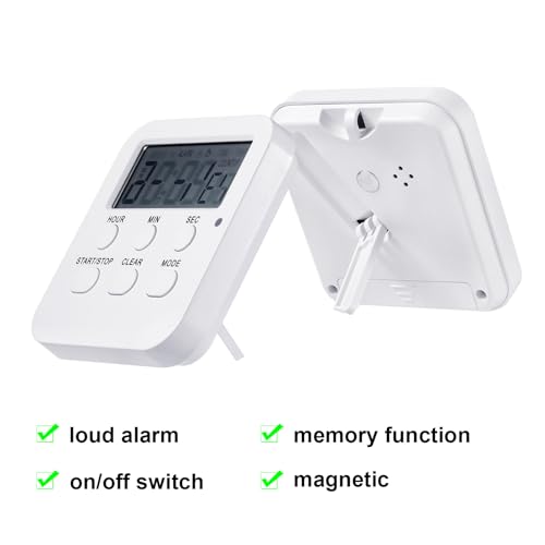 Weewooday 12 Pcs Digital Kitchen Magnetic Timer Bulk Classroom Count up Countdown Egg Timer Cute Desk Stopwatch for Back to School Teacher Kids Cooking Office(White,Cute Style) - color: White, style: Cute Style