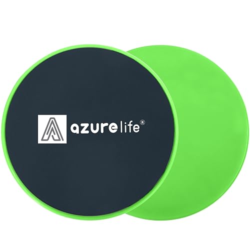 A AZURELIFE Exercise Core Sliders, Dual Sided Exercise Gliding Discs Use on Carpet or Hardwood Floors, Light and Portable, Perfect for Abdominal&Core Workouts - color: Green