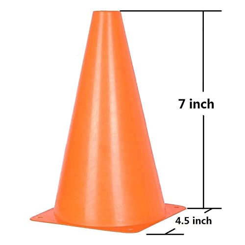 Soccer Cones (7 Inch 25 Pack), Agility Training Sports Cone Plastic with Carry Bag for Football Basketball Drills Field Markers, - color: Orange