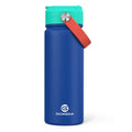 GoKEDA 18oz Kids Water Bottle, Insulated Bottles with Stickers, 18/8 Stainless Steel Vacuum Leak Proof Straw Cup for School, Gifts for Boys Girls(DarkGreenBlue) - color: Dark Green Blue