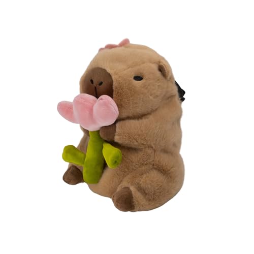 Rock Climbing Chalk Bag – Cute Plush Chalk Bag for Bouldering, Gym, Indoor & Outdoor Climbing – Drawstring Closure, Adjustable Waist Belt – Fun Character Design for Climbers - color: Capybara Flower