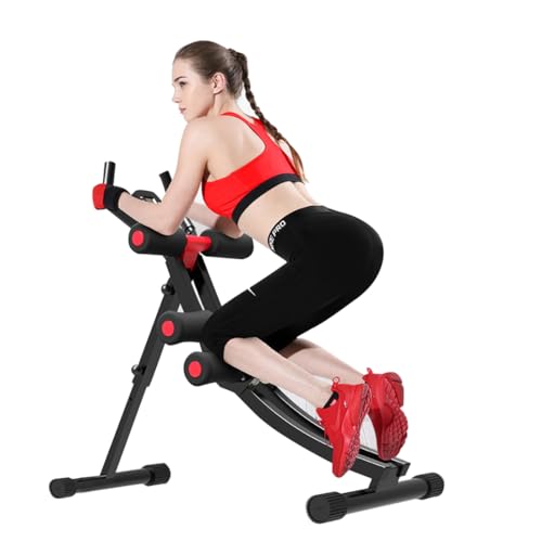 Fitlaya Fitness Core & Abdominal Trainers AB Workout Machine Home Gym Exercise Machine Ab Cruncher Foldable Fitness Equipment - color: red01