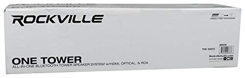 Rockville ONE-Tower BG All-in-One Bluetooth Speaker System+HDMI/Optical/RCA | All-In-One System, USB Playback, 200W Peak, 60W RMS, Remote, Adjustable Bass/Treble, Class D Amp, Digital Display, Home Use - color: Beige