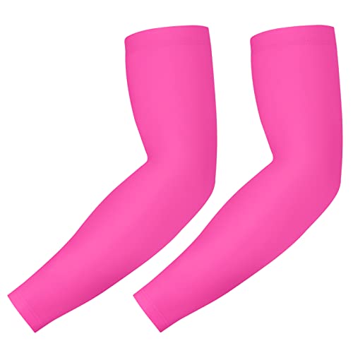 HDE Arm Compression Sleeves for Kids Basketball Shooting Sleeve Youth Sports Cooling Sun Protection Football Baseball 1 Pair - color: Pink, size: Youth Small