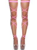 Rave Leg Wraps Elastic Garter Plus Size Leg Straps Music Festivals Outfits for Women - color: Pink