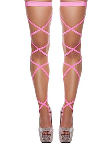 Rave Leg Wraps Elastic Garter Plus Size Leg Straps Music Festivals Outfits for Women - color: Pink
