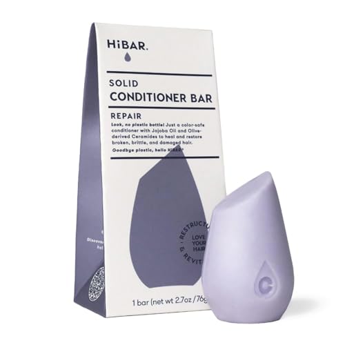 HiBAR - Repair Conditioner Bar - For Damaged, Broken, Brittle Hair - Restore & Nourish - With Quinoa Protein & Jojoba Oil - Plastic-Free - Soap, Paraben & Sulfate-Free -Color Safe & Vegan -1 Solid Bar - style: Repair - Repairs Damage