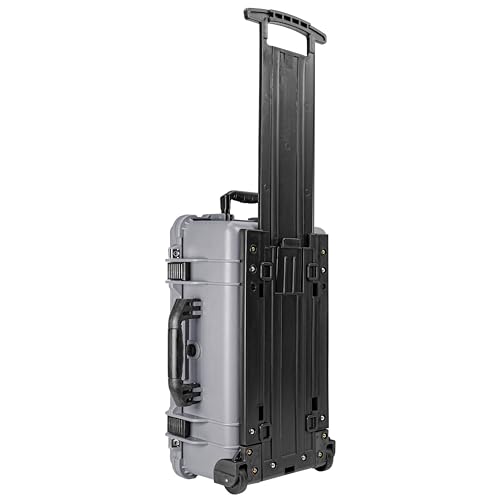 Eylar 22" Carry-On Roller Hard Case With Ragar Reconfigurable & Reusable XP Crosslink Foam, Waterproof, Shockproof For Equipment, Drones And Cameras, TSA Standard (2 Ragar Layers) (Gray) - color: Gray