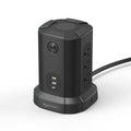 Amazon Basics Power Strip Tower Charging Station, Surge Protector 1080J, 9 Outlet with Integrated USB Charging Ports (2 USB-A and 1 USB-C), Space Saving, 15A, 6ft Cord, Black - size: 6 Feet
