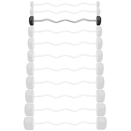Philosophy Gym Rubber Fixed Barbell, Pre-Loaded Weight EZ Curl Bar for Strength Training & Weightlifting - style: 30 LB