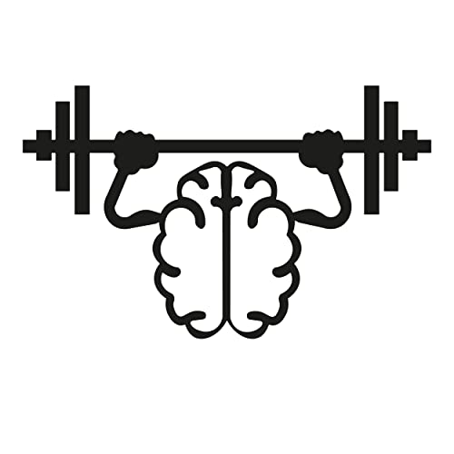 Funny Gym Fitness Wall Decals with Animated Brain Lifting Barbell - Fitness and Bodybuilding Decal for Home and Business - Gym and Fitness Stickers for Walls - color: Dec 24