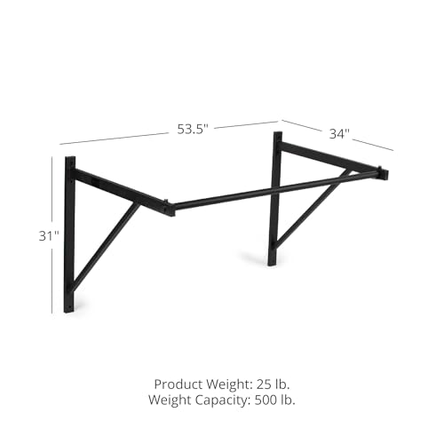 Titan HD Wall Mounted Pull Up Chin Up Bar with 8 in. Wood Olympic Gymnastic Rings - 1.5 in. W Heavy Duty Thick Straps &