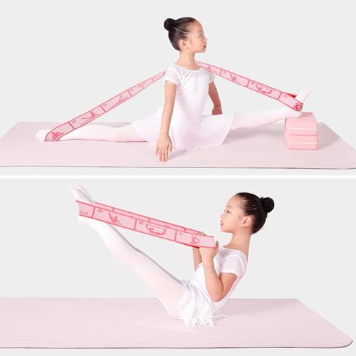 Adjustable Stretch Strap for Kids, 8-Loop Elastic Resistance Band for Children Gymnastics, Ballet Dance, Yoga, Stuff，Pilates & Flexibility Training, Home Exercise Equipment for Girls - color: Pink