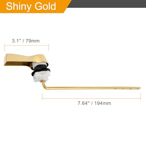 Hibbent Universal Metal Front Mount Toilet Handle Replacement Kit | Shinny Gold Solid Brass Toilet Flush Tank Lever, Stainless Steel Flapper Chains for Most Toilet Tanks - color: Polished Brass, style: Upgraded Front Mount