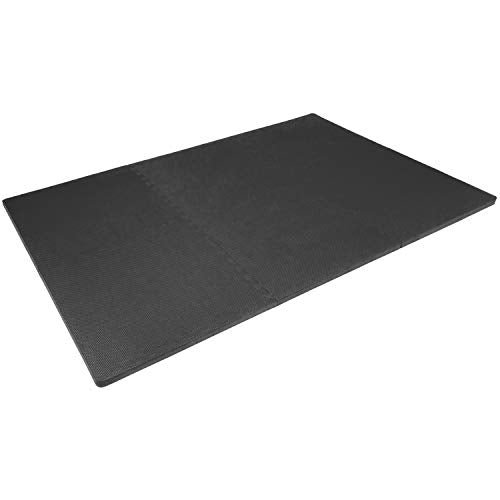 ProsourceFit Weaved Pattern Extra Thick Exercise Puzzle Mat 1-inch, EVA Foam Interlocking Tiles for Protective, Cushioned Flooring for Home and Gym Equipment; Black, 24 SQ FT, 6 Tiles - color: Black, size: 6 Pack (24 SQ FT)