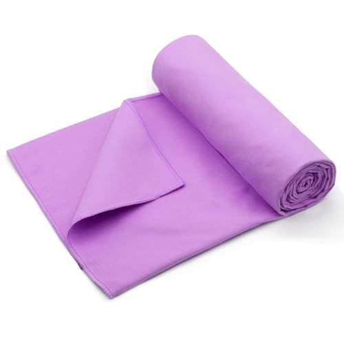 Eunzel Hot Yoga Towel Non Slip Yoga Mat Towel Non-Slip Sweat Absorbent Microfiber Towel for Hot Yoga, Pilates and Workout 72" x 26.5", Purple - color: Purple