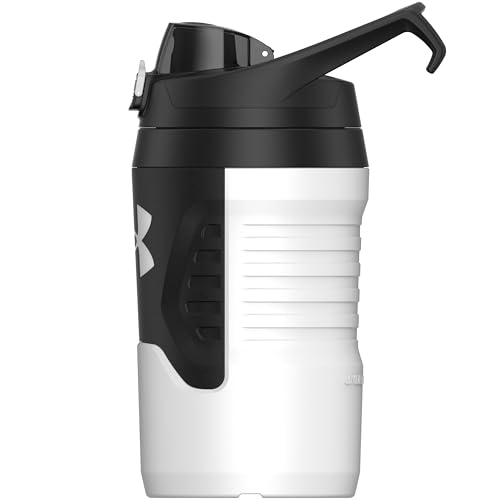 Under Armour 32 oz Insulated Water Bottles - Sports Water Jug with Fence Hook, Leak Resistant for Baseball, Football & More, 32 oz Insulated, White/Black - color: White/Black, size: 32 Ounces