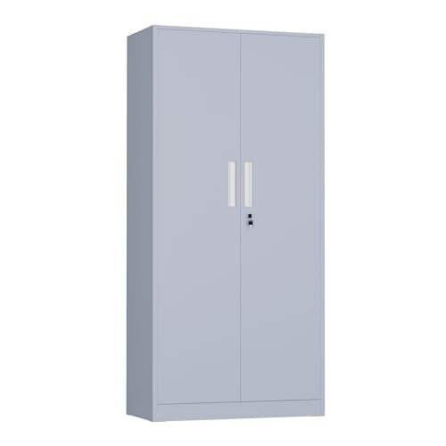 INTERGREAT Metal Storage Cabinet, 72" H Lockable Steel Cabinets with Locking Doors, Storage Lockers with Adjustable Shelves for Office, Home, Garage, Gym, School (Cement Grey) - color: Cement Grey, size: MSC-D16