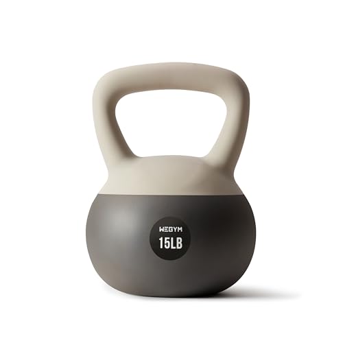 WeGym Soft Kettlebells with Cushioned Impact-Resistant Base and Anti-Slip, Wide-Grip Handle for Home Workouts, Weightlifting, and Full Body Strength Training - color: Sandstone, style: 15LB
