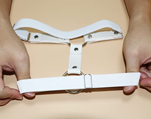 Adjustable Elastice 2 Rows Leather Leg Harness Garter Belt Punk Gothic Thigh Ring Garter - color: White