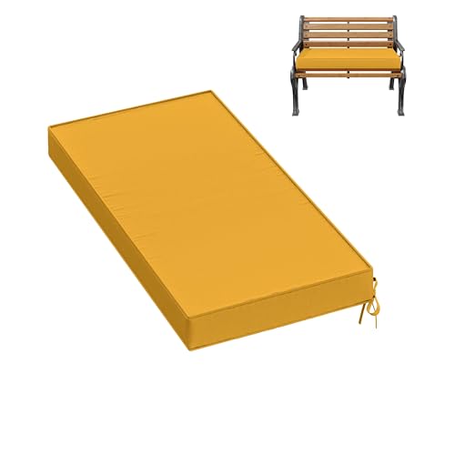 Premium Outdoor Bench Cushions for Patio Furniture 3.5inches Memory Foam Bench Cushion Waterproof Fade Resistant Porch Swing Cushions with Straps 36×18 Inch Yellow - color: Yellow, size: 36'' x 18'' x 3.5''