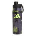 adidas Stainless Steel Metal Water Bottle 20 oz (600 mL) Screw Cap - color: Upscaled Mix-black/Lucid Lemon Yellow