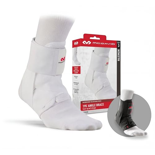 McDavid Ankle Brace Ultralight for Sprained Ankle, Figure 8 Ankle Braces, Lace up Ankle Brace, Ankle Braces for Men and Women, Ankle Support Brace and Stabilizer - color: White, size: Medium