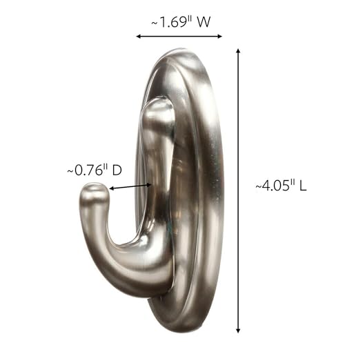 Command 5 lb Large Brushed Nickel Color Hook, 1 Hook and 2 Command Strips, Damage-Free Coat Hooks with Adhesive Strips, Traditional Hooks for Hanging Home Decor and Room Decor