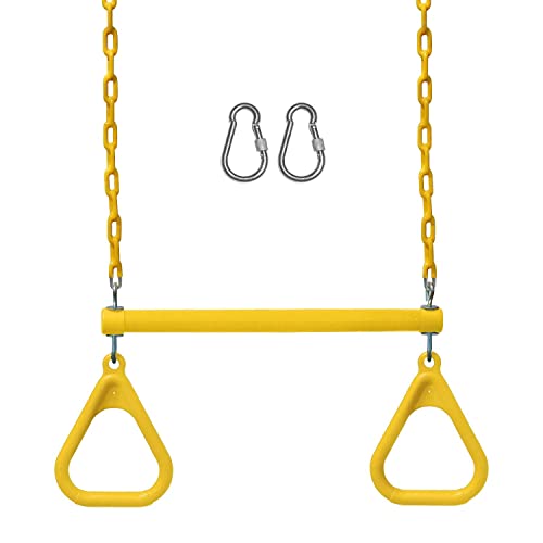 Jungle Gym Kingdom Swing Sets for Backyard, Monkey Bars & Swingset Accessories - Set Includes 18" Trapeze Swing Bar & 48" Heavy Duty Chain with Locking Carabiners - Outdoor Play Equipment (Yellow) - color: Yellow