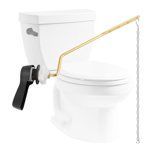 Hibbent Universal Metal Side Mount Toilet Handle Replacement Kit, Brass Toilet Flush Tank Lever with Stainless Steel Flapper Chains for Most Toilets, Oil-Rubbed Bronze - color: Oil Rubbed Bronze, style: Side Mount