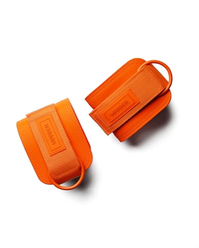 UPPPER Ankle Straps for Cable Machines (Pair) – Adjustable Padded Gym Cable Cuff Attachment, Double D-Ring, Premium Quality – Ideal for Kickbacks, Glute Workouts & Leg Exercises for Women & Men - color: Neon Orange