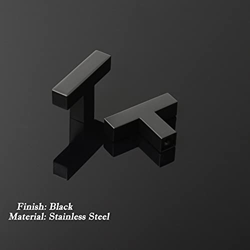 Probrico 5 Pack 2 inch(50mm) Length Black Kitchen Cabinet Knobs,Square Corner Bar Single Hole Kitchen Cabinet Pulls,Black Dresser Drawer Pull Knobs - color: Black, size: Single Hole T Knob: 50mm(2inch)