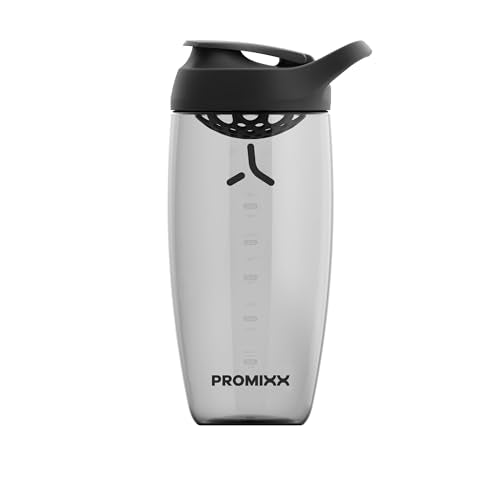 Promixx Pursuit Protein Shaker Bottle (24 oz) – Silent No-Ball Mixer, Leak-Proof Lid, BPA/BPS & Phthalate-Free ECOZEN – Easy-Clean Shaker Cup for Protein Shakes, Pre & Post-Workout Smoothies - color: Stealth Black, size: 24 Ounces, style: 24 oz