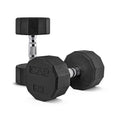 CAP Rubber Coated Dumbbell Weights, Free Weights for Home Gym Strength Training, Anti-Roll Hex Dumbbells with Black, Chrome & Comfort Grip Handles, Pairs & Sets - size: 25 lb - Pair, style: 12-Sided - Chrome Handle
