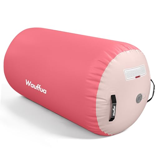 Gymnastic Air Barrel, Inflatable Tumble Track, Tumbling Mat, Roller Octagon Trainer for Back Handspring and Back-bend for Home, Gym, No Pump - color: Pink, size: 4'L x 2.5'D，nopump