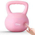 soges PVC One-Piece Kettlebell with Wide Handles, Strength Training Kettlebells 5lb to 35lb Optional for Women of Different Levels, Iron Sand Filled Soft Kettlebell - color: 15lbs - Pink