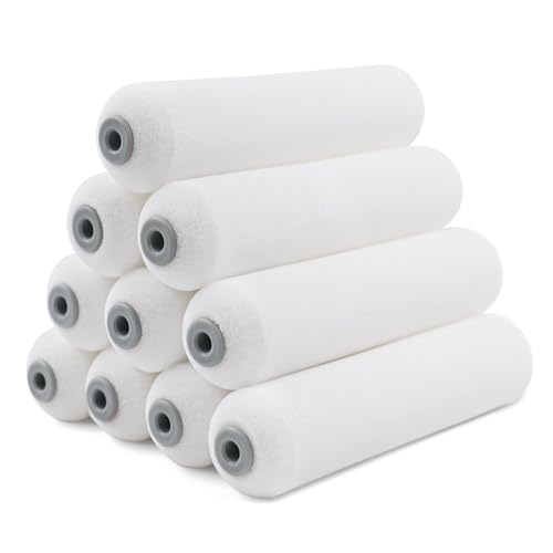 ROLLINGDOG 6 inch Paint Roller Covers Paint Roller Sleeves | High Density Foam Smooth Cutting in and Detail Painting (Pack of 10) - color: 10PC foam roller covers