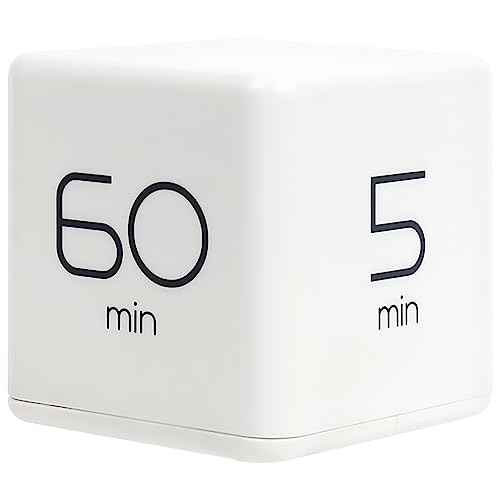 mooas Cube Timer (White), Timers Cube Flip Block Timers Productivity Gravity Sensor Time Management for Kids ADHD Classroom Kitchen Desk Workout Cooking Study 5, 15, 30, 60 min Timer Setting - color: White