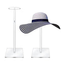 Acrylic Hat Stand and Wig Display Rack, 2pcs 17" Clear Hat Stands for Display, Adjustable Height Hat Holder, Square Barbell Base Display, Hat Rack Stand for Display Jewelry Watch Helmets - size: Square Base