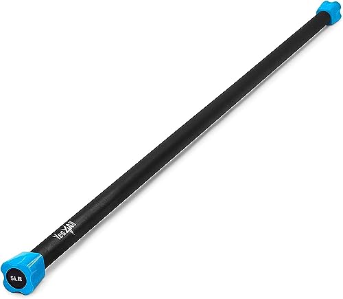 Yes4All Total Body Workout Weighted Bar, Resistance Band Bar, Racks for Strength Training, Exercise Bar for Yoga in Home and Gym - Single/Combo - color: Color-Coded, style: 5lbs Weighted Workout Bar
