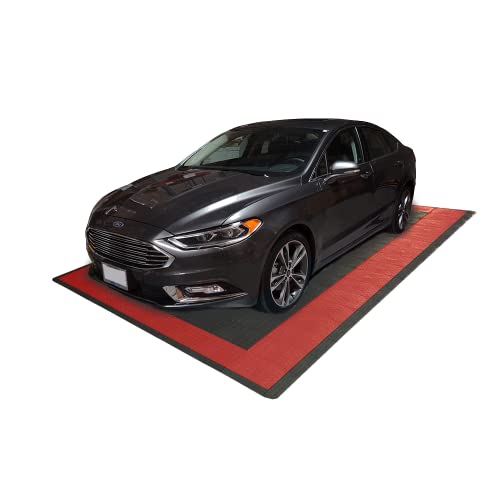 Speedway Garage Floor Mat Kit for 1-Car, Medium, Black/Red - color: Black/Red, size: Garage Kit - 1-Car