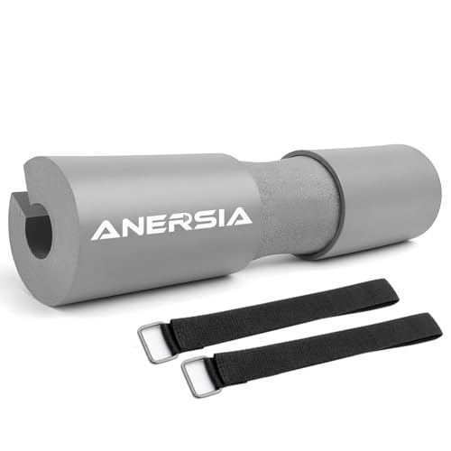 Barbell Pad for Squats & Hip Thrusts – 1.2” Extra-Thick High-Density Foam – Non-Slip Neck & Shoulder Support Cushion – Fits Olympic & Standard Bars – Quick On/Off Design + 2 Securing Straps - color: Grey