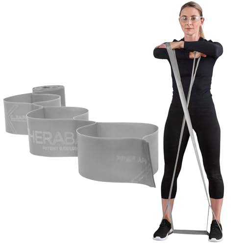 THERABAND CLX Resistance Band with Loops, 5 Feet, Silver, Super Heavy, Non-Latex, Elastic Band for Exercise, Mobility & Rehab, Stretching, Home Workouts, Color-Coded for Easy Resistance Levels - color: Level 6 / Super Heavy - Silver