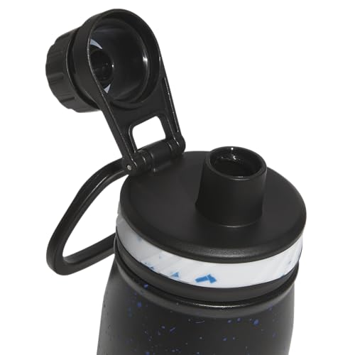 adidas Stainless Steel Metal Water Bottle 20 oz (600 mL) Screw Cap - color: Black/Bright Royal Blue/White