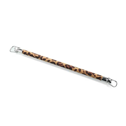 Fixed Wooden Leopard Spreader Bar with 2pcs PU Furry Leopard Detachable Adjustable Straps,Sports Aid Training Fitness Gear Pilates Aid Kit,Home Indoor Sports Yoga Set