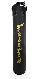 Fairtex HB6 6 Ft. Banana Bag Punching Bag for Muay Thai, Boxing, Kickboxing, MMA - 14.17" W x 70.87" H - color: HB6 Black/Gold, size: Unfilled