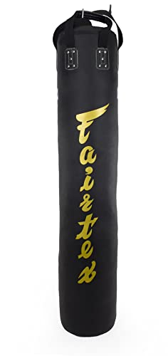 Fairtex HB6 6 Ft. Banana Bag Punching Bag for Muay Thai, Boxing, Kickboxing, MMA - 14.17" W x 70.87" H - color: HB6 Black/Gold, size: Unfilled