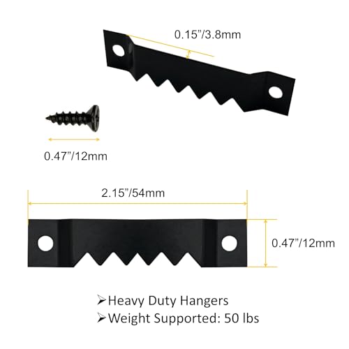 30 Pack Large Heavy Sawtooth Picture Hangers Steel Picture Hangers with Screws Picture Hang Solutions, for Hanging Clock Paintings Artwork Picture Frame Hook Photos (Black，Supports 50 lbs) - color: Large Black - 30 Pack