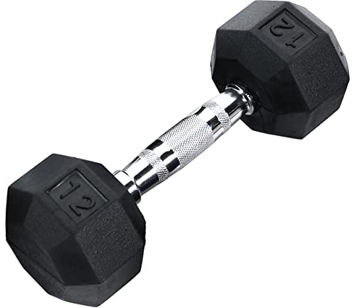Ader Octagon Deluxe Professional Rubber Dumbbell Contoured Handle, Sold As 1 Piece (2 Lbs-120 Lbs) - size: 12-Pound