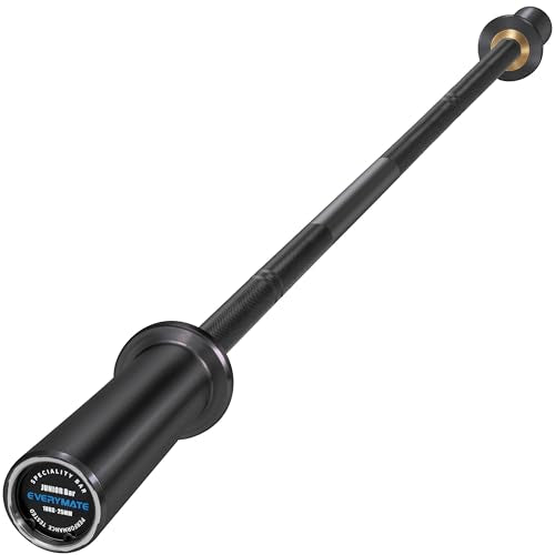 EVERYMATE 5LB Mini Barbell Bar Beginner Women Kid Barbell Total Body Workout Weighted Bar,for Strength Training, for Youth Children New Weightlifting - color: Black Sleeves Black Bar, size: 10KG Junior Barbell